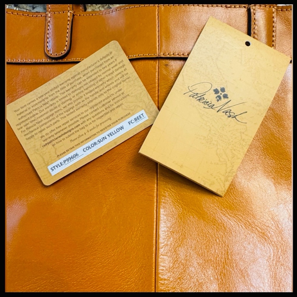 Classic Patricia Nash Mallory Leather Tote Bag w authenticity cards -must have! - Picture 3 of 16